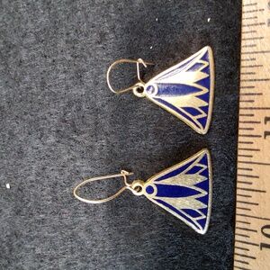 Vintage MMA (Metropolitan Museum of Art) 1976 Navy Blue Gold-tone Earrings